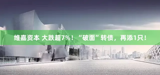 维嘉资本 大跌超7%！“破面”转债，再添1只！